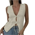 thumbnail image 1 of Drses Tank Tops for Women Summer Basic V Neck Crochet Knit Vest Sexy Button Casual Sleeveless Top, 1 of 7