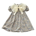 thumbnail image 1 of Drses‌ ‌‌‌‌‌‌Toddler Girls' 2025 Summer Floral Dress | Turn-Down Collar A-Line Smocked Sundress with Flutter Sleeves (Size 1-9), 1 of 7