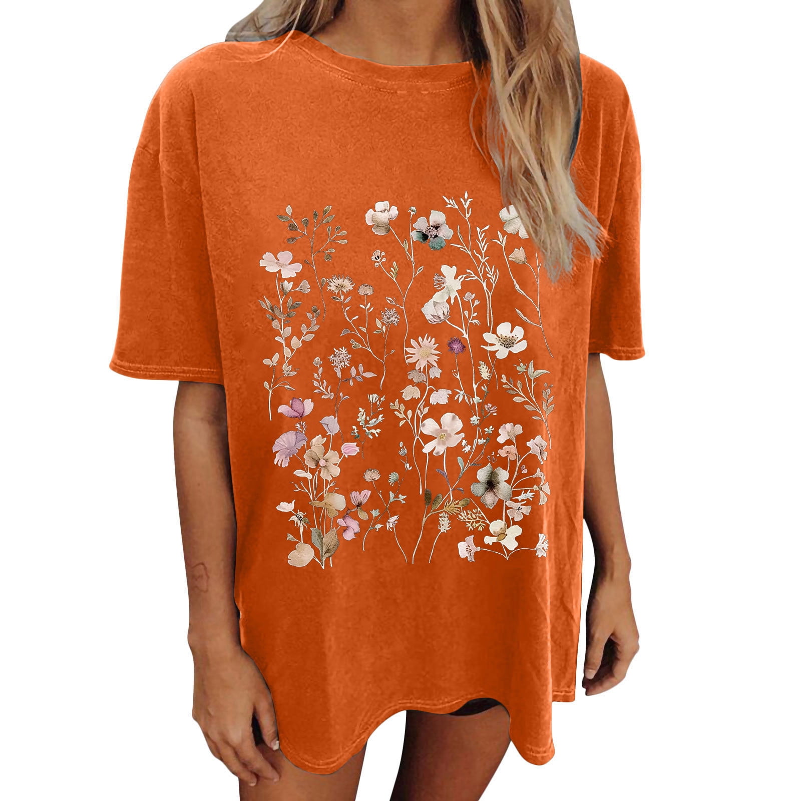 Drses Wildflowers Shirt for Women Oversized Floral Loose T Shirts ...