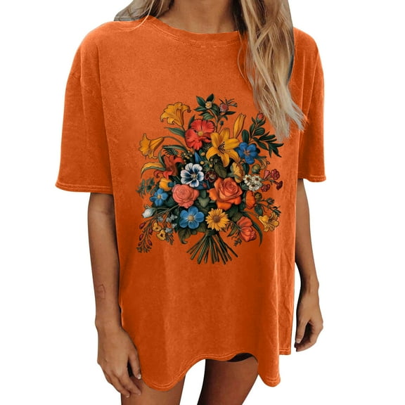 Drses Wildflowers Shirt for Women Oversized Floral Loose T Shirts Graphic Tees Flower Plant Shirts Womens Tops