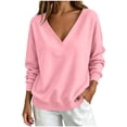 thumbnail image 1 of Drses Women V Neck Oversized Drop Shoulder Long Sleeve Sweatshirt, Soft Loose Basic Sweater Casual Business Work Spring Fall Layering Top, 1 of 5