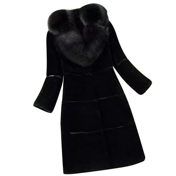 Drses Women Winter Faux Fur Coat Buttoned Open Front Cardigan Jacket Plus Size Outerwear Oversized Mid Length Overcoat