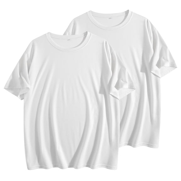 ‌Drses ‌Women's 2-Pack Oversized Solid Color Crew Neck T-Shirts Loose Fit Summer Basic Tees for Casual & Workout Streetwear