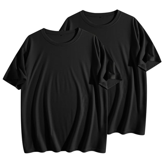 ‌Drses ‌Women's 2-Pack Oversized Solid Color Crew Neck T-Shirts Loose Fit Summer Basic Tees for Casual & Workout Streetwear