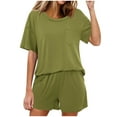 thumbnail image 1 of Drses Women's 2 Piece Pajama Sets Short Sleeve Lounge Sets Soft Round Neck Top and Shorts Sleepwear, 1 of 8