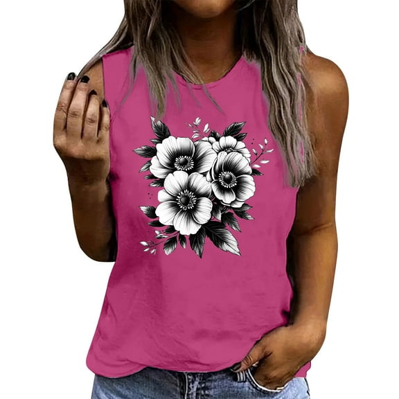 Drses ‌‌‌‌‌‌‌‌‌‌‌‌Women's 2025 Summer Floral Graphic Tank Top | Sleeveless Crewneck Loose Fit Casual Tee‌