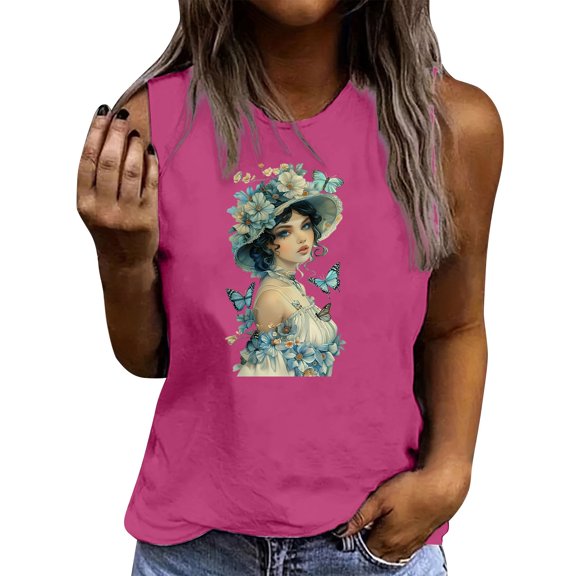 Drses ‌‌‌‌‌‌‌‌‌‌‌‌Women's 2025 Summer Floral Graphic Tank Top | Sleeveless Crewneck Loose Fit Casual Tee‌