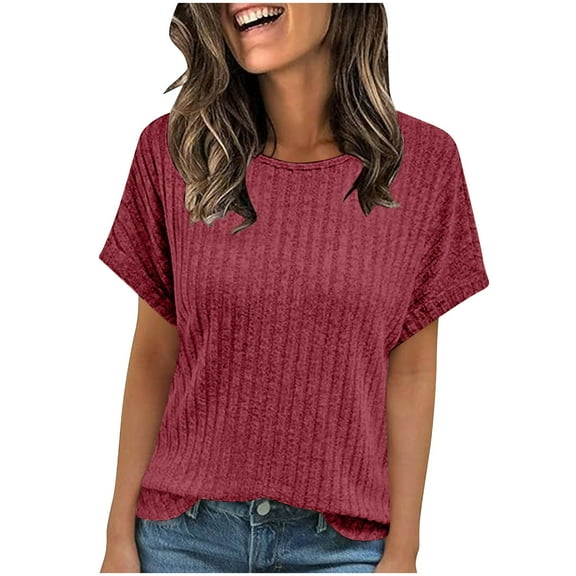 Drses ‌‌‌‌‌‌‌‌‌Women's 2025 Summer Tunic Blouse | Dressy Casual Short Sleeve Sweater Top - Business Ready Loose Fit Round Neck Shirts