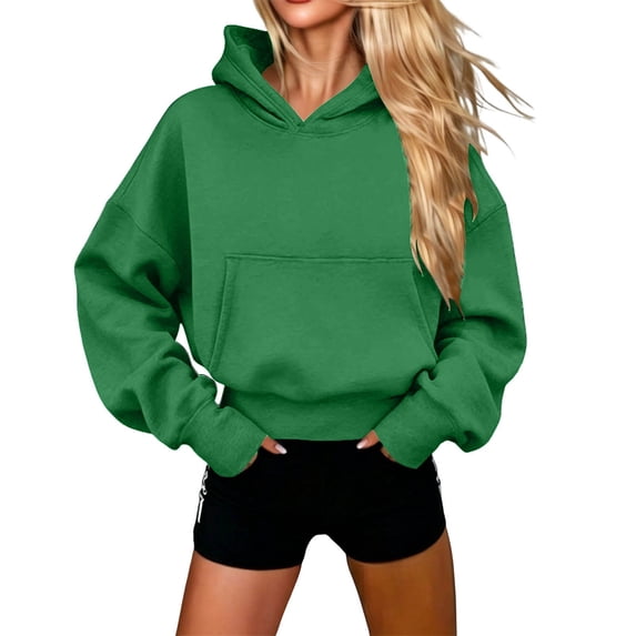 Drses Women's 2026 Fall Oversized Hooded Sweatshirt, Long Sleeve Half Zip Drawstring Hem Pullover Hoodie with Kangaroo Pocket Drop Shoulder Solid Casual Winter Tops