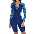 thumbnail image 1 of Drses ‌‌‌Women's 3 Piece Long Sleeve Rash Guard Swimsuit - UPF 50+ Zip Front with Built-in Bra & Half Shorts for Surfing & Swimming (Sizes S-2XL), 1 of 7