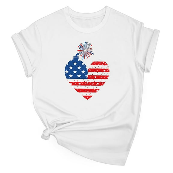 Drses Women's 4th of July Independence Day Patriotic T-Shirt - 100% Cotton American Flag Graphic Short Sleeve Round Neck Tee (Sizes S - 2XL)