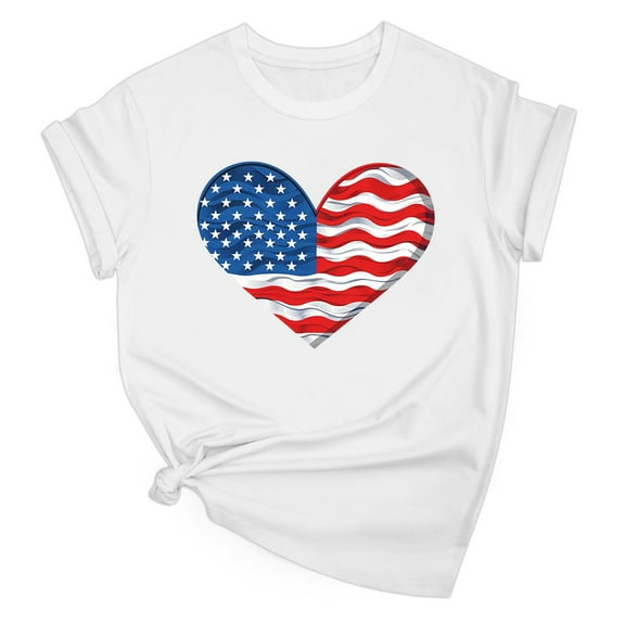 Drses Women's 4th of July Independence Day Patriotic T-Shirt - 100% Cotton American Flag Graphic Short Sleeve Round Neck Tee (Sizes S - 2XL)