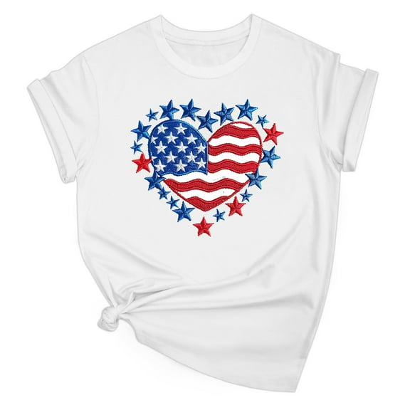 Drses Women's 4th of July Independence Day Patriotic T-Shirt - 100% Cotton American Flag Graphic Short Sleeve Round Neck Tee (Sizes S - 2XL)