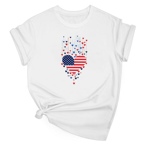 Drses Women's 4th of July Independence Day Patriotic T-Shirt - 100% Cotton American Flag Graphic Short Sleeve Round Neck Tee (Sizes S - 2XL)