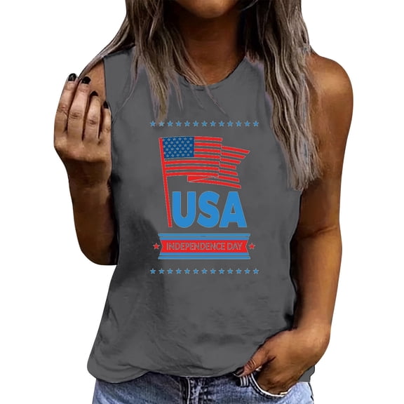 ‌Drses ‌Women's American Flag Tank Tops - Patriotic Stars & Stripes Graphic Tees for 4th of July, Memorial Day & Summer BBQ (S-2XL)