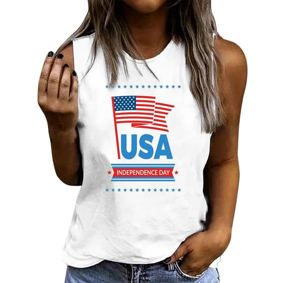 ‌Drses ‌Women's American Flag Tank Tops - Patriotic Stars & Stripes Graphic Tees for 4th of July, Memorial Day & Summer BBQ (S-2XL)