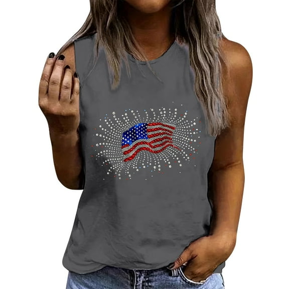 ‌Drses ‌Women's American Flag Tank Tops - Patriotic Stars & Stripes Graphic Tees for 4th of July, Memorial Day & Summer BBQ (S-2XL)