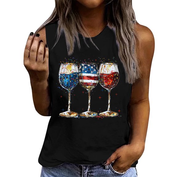 ‌Drses Women's American Flag Tank Tops - Patriotic Stars & Stripes Love Graphic Tees for 4th of July & Independence Day (S-2XL)