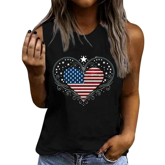 Drses Women's American Flag Tank Tops - Patriotic Stars & Stripes Love Graphic Tees for 4th of July & Independence Day (S-2XL)