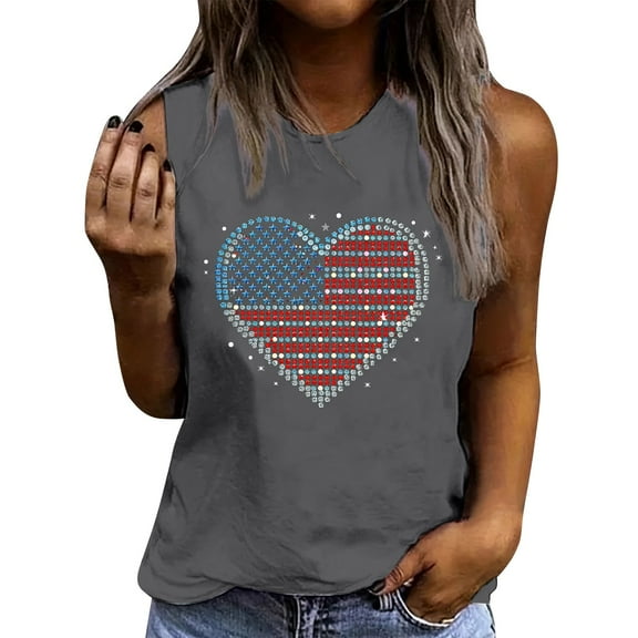 ‌Drses Women's American Flag Tank Tops - Patriotic Stars & Stripes Love Graphic Tees for 4th of July & Independence Day (S-2XL)
