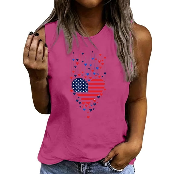Drses Women's American Flag Tank Tops - Patriotic Stars & Stripes Sleeveless Round Neck Shirts for 4th of July & Independence Day (S-2XL)