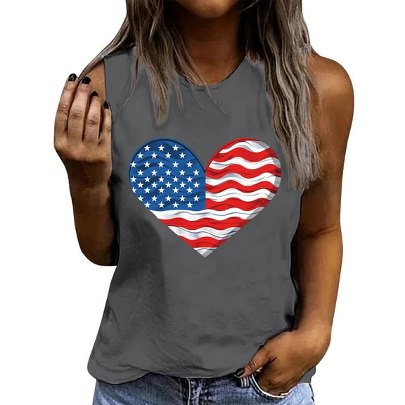‌Drses Women's American Flag Tank Tops - Patriotic Sunflower Graphic Sleeveless Tees for 4th of July & Summer (S-2XL)