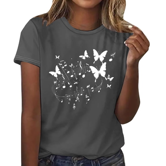 Drses‌‌ ‌‌‌‌‌‌‌‌‌‌‌‌‌‌‌‌‌‌‌‌‌‌‌‌‌‌‌‌‌‌Women's Boho Floral T-Shirt - Vintage Wildflower & Butterfly Print Short Sleeve Casual Round Neck Top‌