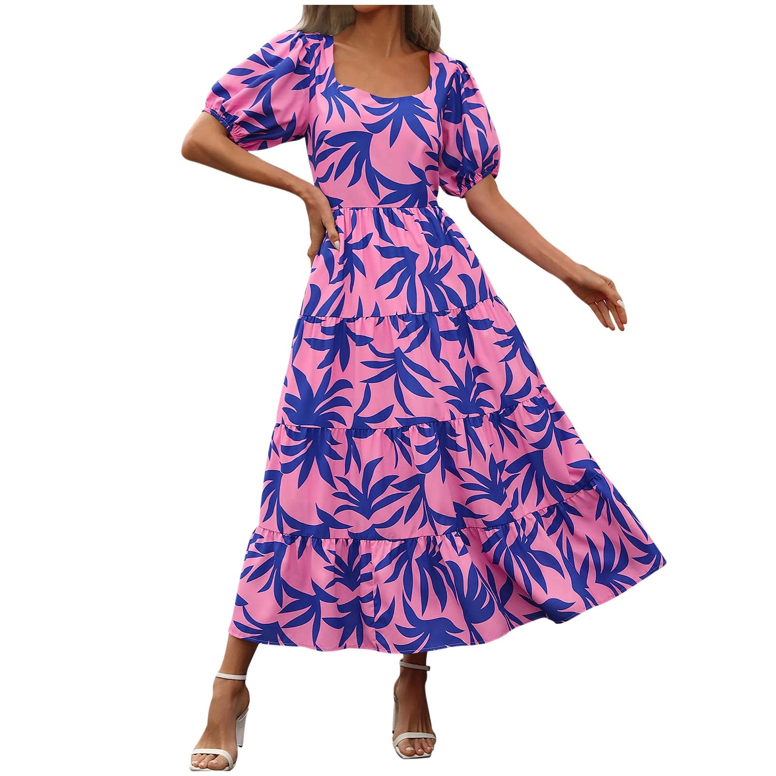 SOLY HUX Women's Boho Print Halter Dress - Sleeveless Flowy Beach Vacation Mini Dress