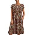 thumbnail image 1 of Drses Women's Casual Dresses Women's Fashion Casual Round-Neck Printing Short Sleeve Pockets Loose Dress Short Sleeve Dress for Women Summer, 1 of 6