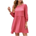 thumbnail image 1 of Drses Women's Casual Dresses Women's Fashion Fallow Solid Color Round Neck Pockets Dresses Summer Dresses for Women 2024, 1 of 5