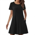 thumbnail image 1 of Drses Women's Casual Dresses Women's Summer Solid Color Double Pocket Short Sleeve Round Neck T-shirt Dress Short Sleeve Dress for Women Summer, 1 of 6
