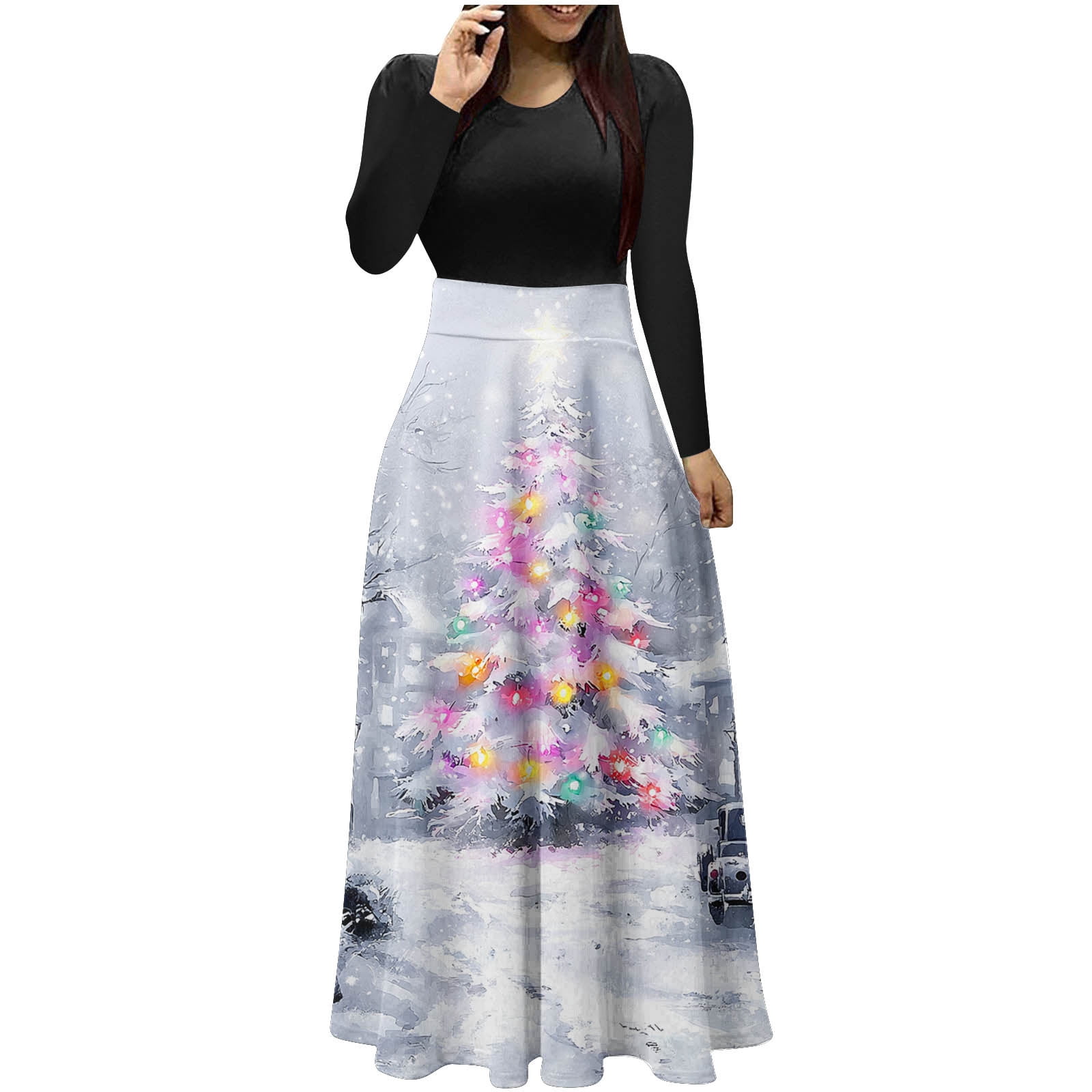 Drses Women's Christmas Patchwork Maxi Dress | Empire Waist Long Sleeve Party Dress | Full Length Elegant Pullover with Pockets - Walmart.com Drses Women's Christmas Patchwork Maxi Dress | Empire Waist Long Sleeve Party Dress | Full Length Elegant Pullover with Pockets - Walmart.com