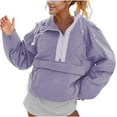 thumbnail image 1 of Drses Women's Crew Neck Pullover Puffer Jacket - Long Sleeve with Half Zip and Hood, 1 of 6