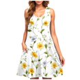thumbnail image 1 of Drses‌‌ ‌‌‌‌‌‌‌‌‌‌‌‌‌‌‌Women's Floral Print Sleeveless Round Neck Swing Dress - Loose T-Shirt Sundress with Pockets for Beach & Vacation, 1 of 5