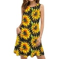 thumbnail image 1 of Drses‌‌ ‌‌‌‌‌‌‌‌‌‌‌‌‌‌‌Women's Floral & Striped Sleeveless Round-Neck Sundress with Pockets - Boho Casual Beach Dress‌, 1 of 7