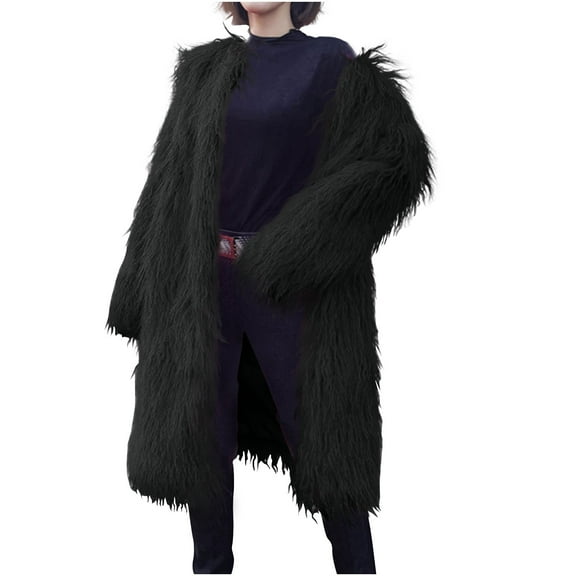 Drses Women's Fluffy Faux Fur Outwear Parka Coat,Warm Jackets with Long Sleeve