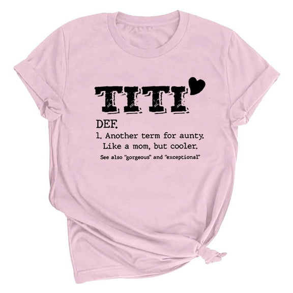 Drses Women's Funny Aunt Gift T-Shirt - Short Sleeve Letter Printed Tops for Summer Fashion