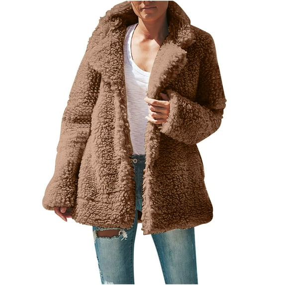 Drses Women's Fuzzy Fleece Jacket Oversized Sherpa Fur Coat with Hood Winter Warm Shaggy Teddy Coats Long Sleeve Outwear
