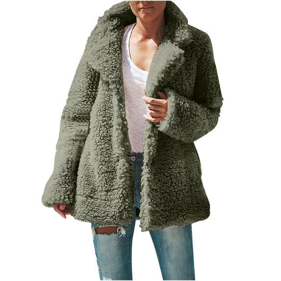 Drses Women's Fuzzy Fleece Jacket Oversized Sherpa Fur Coat with Hood Winter Warm Shaggy Teddy Coats Long Sleeve Outwear