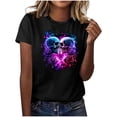thumbnail image 1 of Drses‌‌ ‌‌‌Women's Gothic Halloween Tee - Vintage Skull & Roses Print 100% Cotton Graphic Short Sleeve Tee, 1 of 4