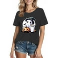 thumbnail image 1 of Drses‌‌ ‌‌‌‌‌‌‌‌‌‌‌‌‌‌‌‌‌‌‌Women's Halloween Cute Ghost & Pumpkin Graphic T-Shirt - Short Sleeve Crew Neck Casual Tee, 1 of 5