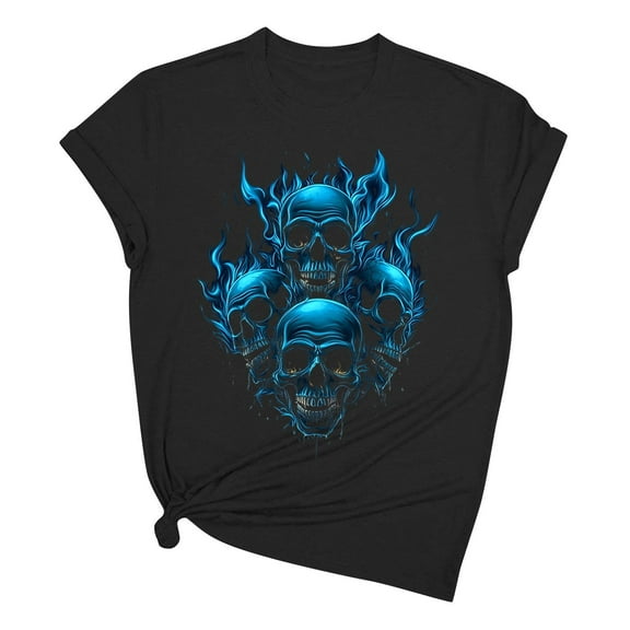 Drses‌‌ ‌‌‌‌‌‌‌‌‌‌‌‌‌‌‌‌‌‌‌Women's Halloween Skull & Gothic Graphic T-Shirt - Vintage Y2K Moon Cat Short Sleeve Crew Neck Loose Tee