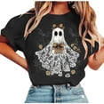 thumbnail image 1 of Drses‌‌ ‌‌‌‌‌‌‌‌‌‌‌‌‌‌‌‌‌‌‌‌‌‌Women's Halloween Vintage Funny Ghost Graphic Short Sleeve Crew Neck Casual T-Shirt, 1 of 3
