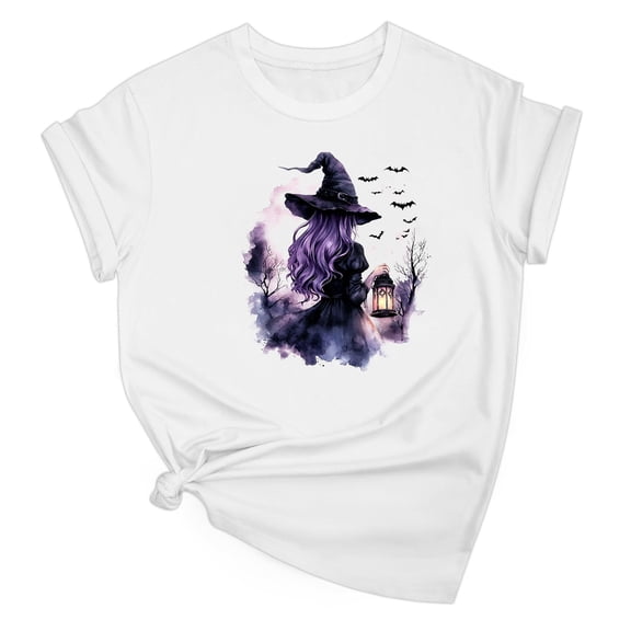 Drses Women's Halloween Witch & Cat Graphic Short Sleeve T-Shirt - Crew Neck Funny Casual Loose Tee