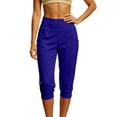 thumbnail image 1 of Drses‌‌ Women's High Waist Soft Stretch Cropped Jogger Capri Pants, Elastic Cuff Pull On Straight & Wide Leg Yoga Workout Leggings with Side Pockets for Summer Daily Travel Outdoor Loungewear, 1 of 6