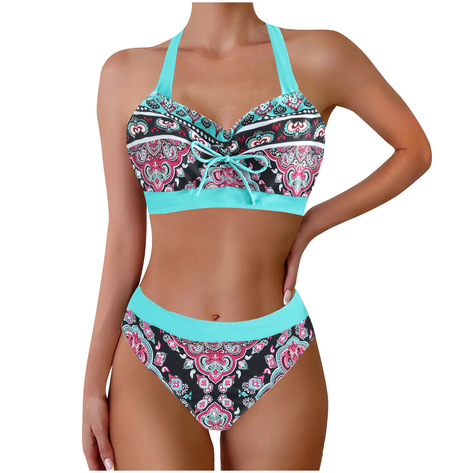 ANRABESS High Waist Bikini Set - Tummy Control & Color Block Swimsuit