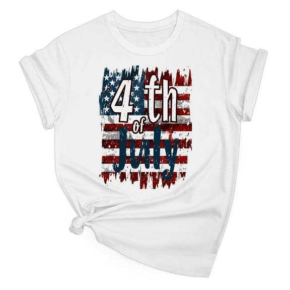 Drses ‌‌‌‌ ‌‌Women's Independence Day Plus Size Patriotic T-Shirt - Dandelion & Butterfly American Flag Graphic Tees for 4th of July (Red/White/Blue, Short Sleeve)