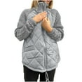 thumbnail image 1 of Drses Women's Knit Patchwork Jacket Long Sleeve Zipper Quilted Jackets Stand Collar Coat Outerwear with Pockets, 1 of 8