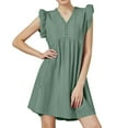 thumbnail image 1 of Drses‌‌ ‌‌‌‌‌‌‌‌‌‌‌‌‌‌Women's Lace Hollow Out V Neck Sleeveless Mini Dress - Flowy Beach Casual Cover Up Dress, 1 of 7