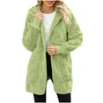 thumbnail image 1 of Drses Women's Long-sleeved Hooded Plaid Fleece Pocket Casual Jacket, 1 of 5